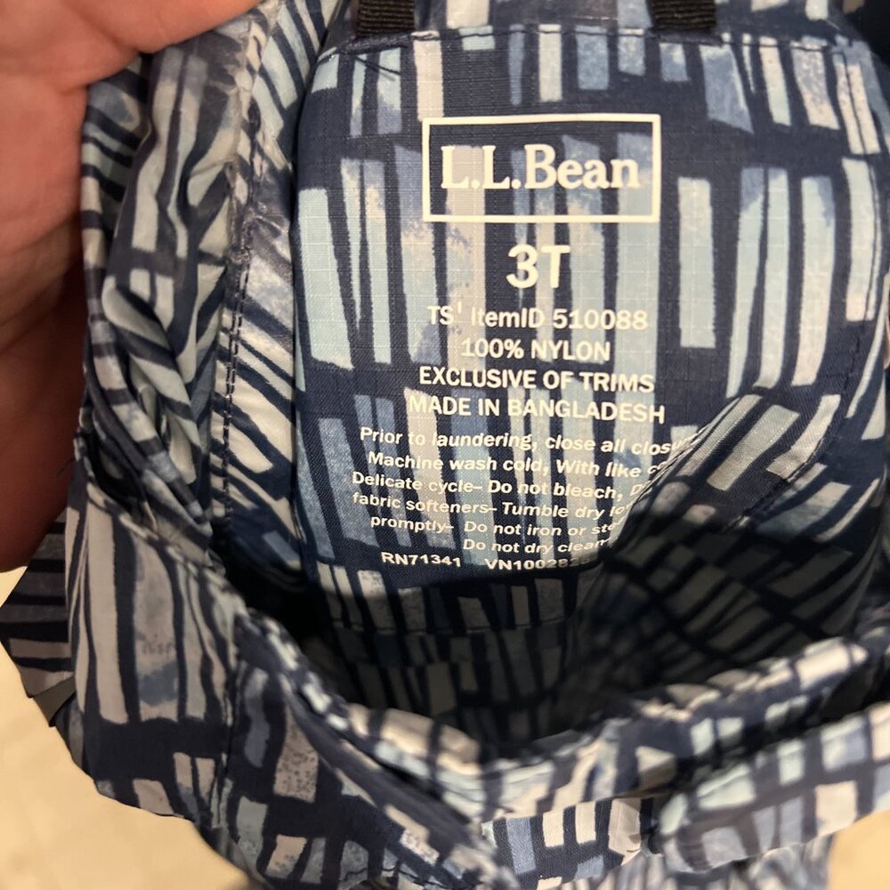 3T rain bunting suit, Blue small stripe design, LL Bean - Picture 3 of 5